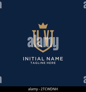 LV initial shield crown logo vector graphic Stock Vector