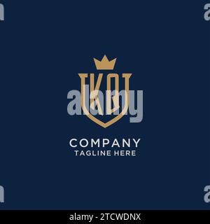 KQ initial shield crown logo vector graphic Stock Vector