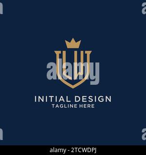 LW initial shield crown logo vector graphic Stock Vector