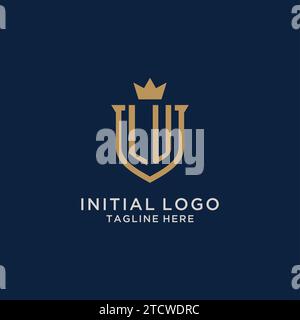 LU initial shield crown logo vector graphic Stock Vector