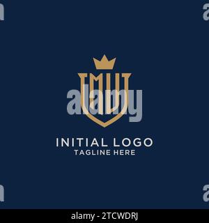 MU initial shield crown logo vector graphic Stock Vector