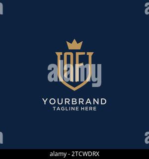 NF initial shield crown logo vector graphic Stock Vector