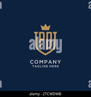 PD initial shield crown logo vector graphic Stock Vector