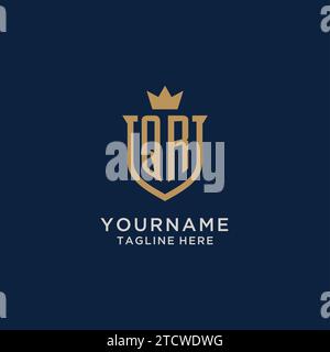 QR initial shield crown logo vector graphic Stock Vector