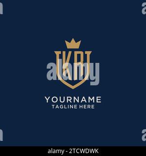 KR initial shield crown logo vector graphic Stock Vector