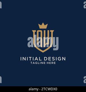 NW initial shield crown logo vector graphic Stock Vector