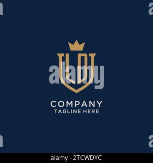 LD initial shield crown logo vector graphic Stock Vector