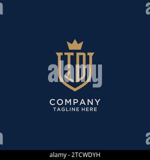 ID initial shield crown logo vector graphic Stock Vector
