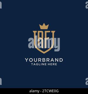 RF initial shield crown logo vector graphic Stock Vector