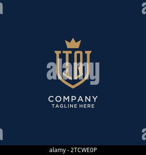 IQ initial shield crown logo vector graphic Stock Vector