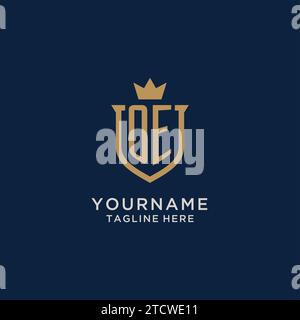 OE initial shield crown logo vector graphic Stock Vector