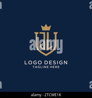 JL initial shield crown logo vector graphic Stock Vector