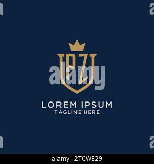 Monogram PZ logo shield crown shape, elegant and luxury initial logo ...