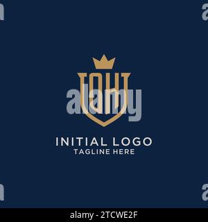 OH initial shield crown logo vector graphic Stock Vector