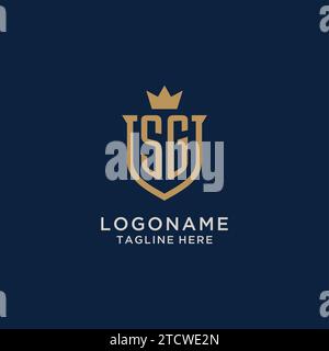 SG initial shield crown logo vector graphic Stock Vector