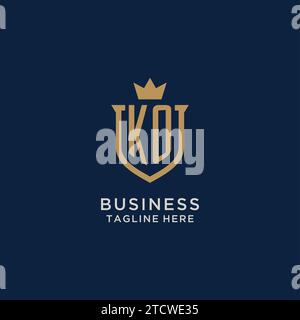 KO initial shield crown logo vector graphic Stock Vector