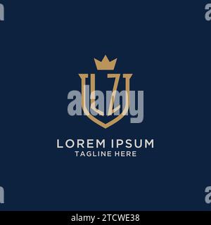 LZ initial shield crown logo vector graphic Stock Vector