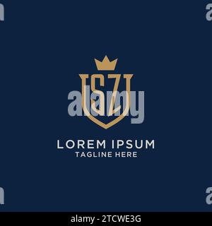 SZ initial shield crown logo vector graphic Stock Vector