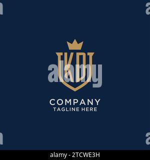 KD initial shield crown logo vector graphic Stock Vector
