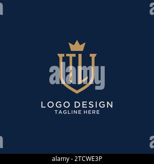 TL initial shield crown logo vector graphic Stock Vector