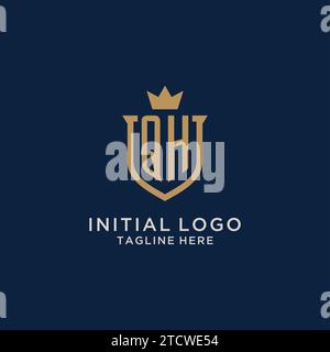 QH initial shield crown logo vector graphic Stock Vector