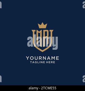 MR initial shield crown logo vector graphic Stock Vector