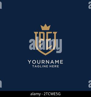 PE initial shield crown logo vector graphic Stock Vector