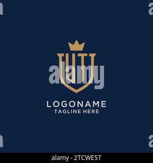 UT initial shield crown logo vector graphic Stock Vector