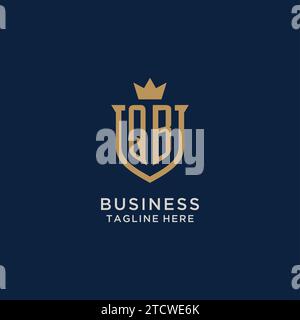 QB initial shield crown logo vector graphic Stock Vector