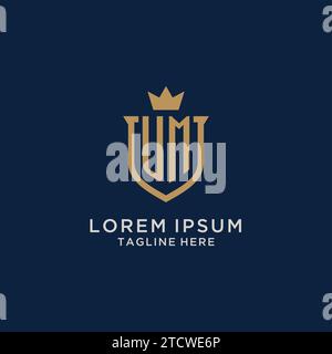 UM initial shield crown logo vector graphic Stock Vector
