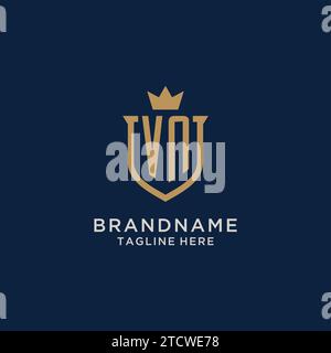 VN initial shield crown logo vector graphic Stock Vector
