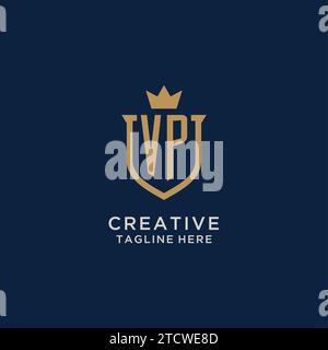 VP initial shield crown logo vector graphic Stock Vector
