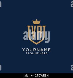 VR initial shield crown logo vector graphic Stock Vector