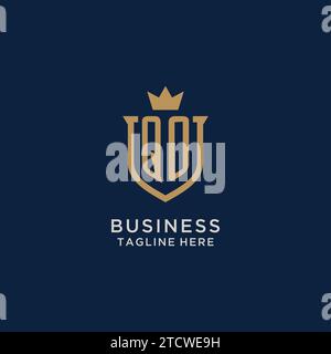 QO initial shield crown logo vector graphic Stock Vector