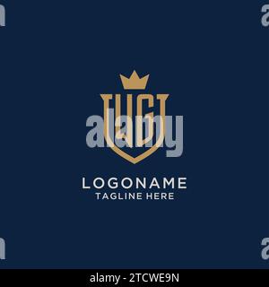 WG initial shield crown logo vector graphic Stock Vector