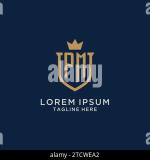 PM initial shield crown logo vector graphic Stock Vector