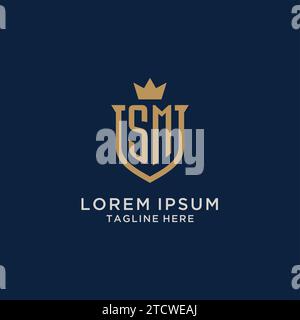 SM initial shield crown logo vector graphic Stock Vector