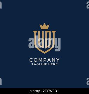 UD initial shield crown logo vector graphic Stock Vector