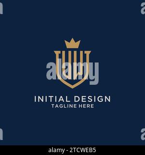 UW initial shield crown logo vector graphic Stock Vector
