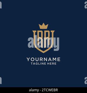 RR initial shield crown logo vector graphic Stock Vector