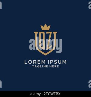OZ initial shield crown logo vector graphic Stock Vector
