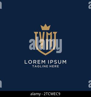 VM initial shield crown logo vector graphic Stock Vector