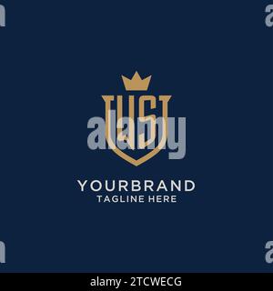 WS initial shield crown logo vector graphic Stock Vector