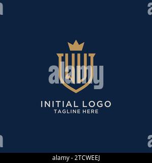 WU initial shield crown logo vector graphic Stock Vector