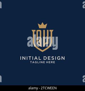 QW initial shield crown logo vector graphic Stock Vector