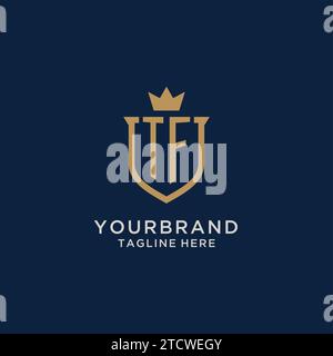 TF initial shield crown logo vector graphic Stock Vector