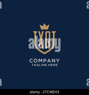 XQ initial shield crown logo vector graphic Stock Vector