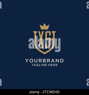 XS initial shield crown logo vector graphic Stock Vector