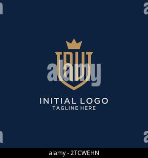 RU initial shield crown logo vector graphic Stock Vector