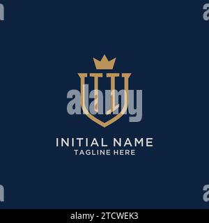 TI initial shield crown logo vector graphic Stock Vector